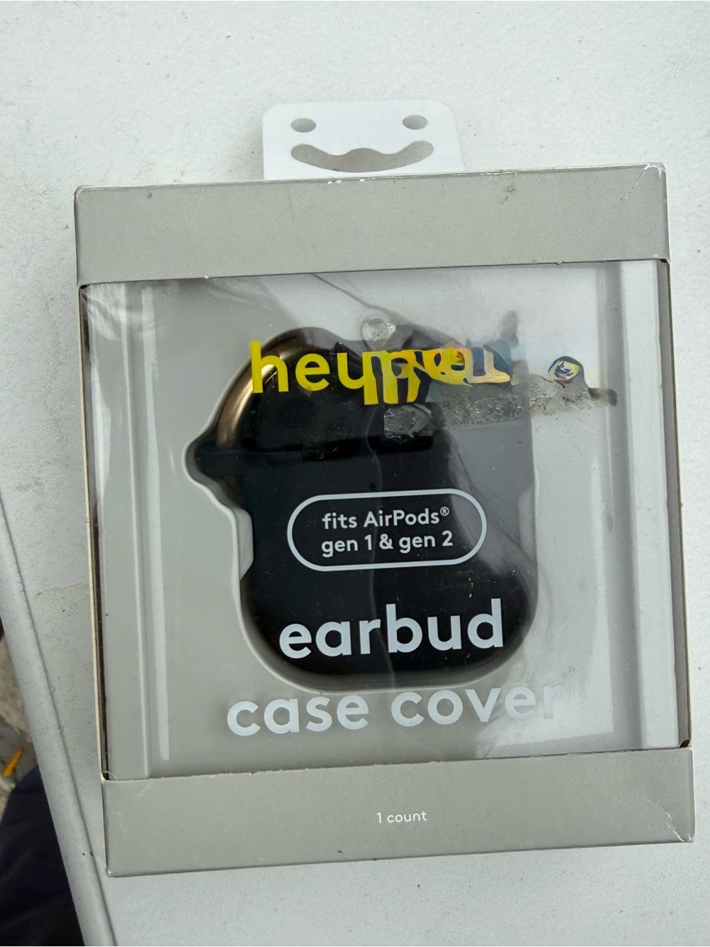 heyday Black Earbud Case Cover for AirPods Gen 1 & Gen 2 with Keyring